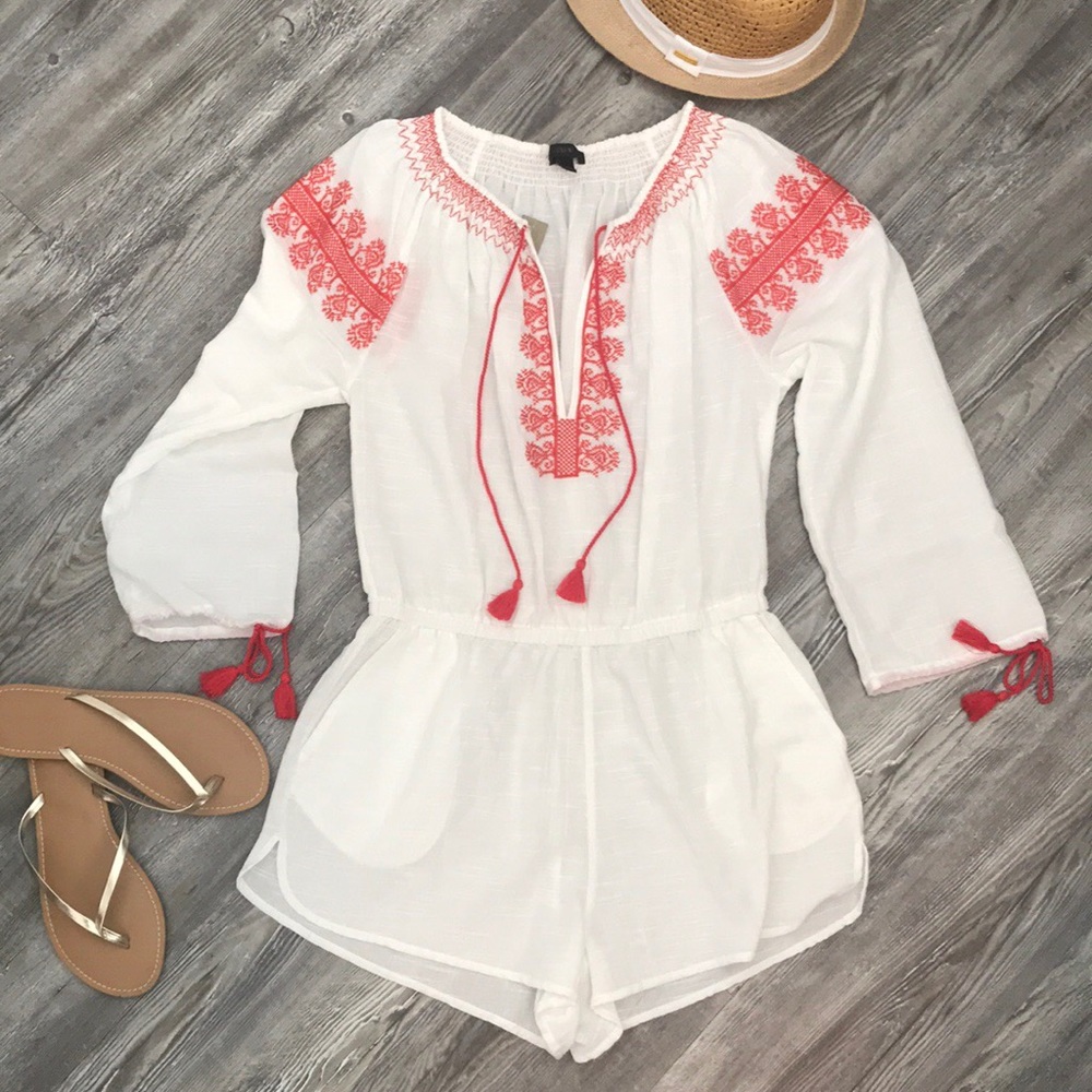 J. Crew Embroidered Swim Coverup Romper